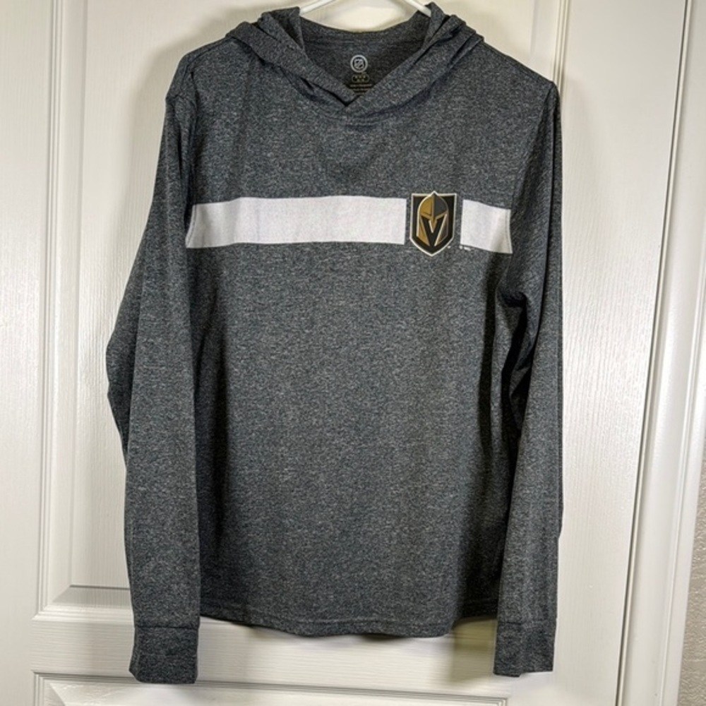 NHL VGK Vegas Golden Knights Gray L/S Hoodie Hockey Shirt Size Med EUC #2823